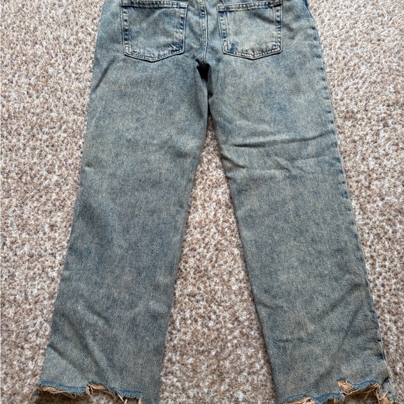 Free People We The Free Jeans Womens 26 Brown Maggie Straight Distressed Raw Hem - Picture 3 of 6